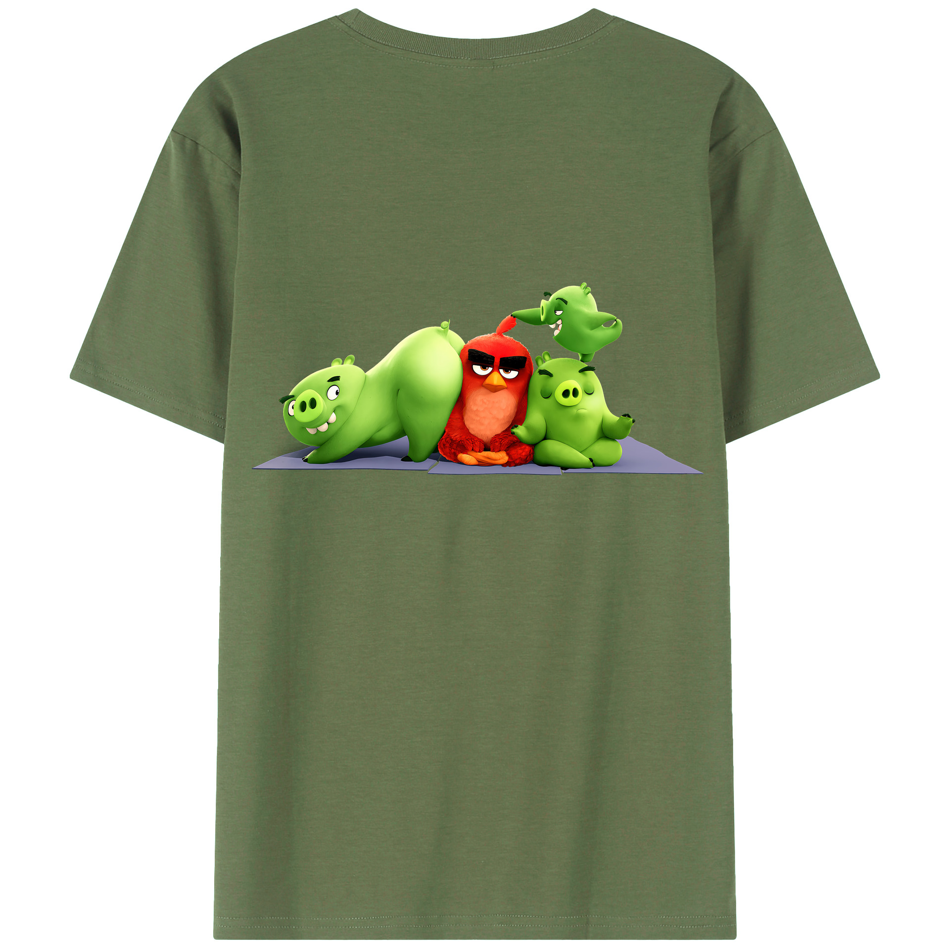 （画像用） Angry Birds アングリーバード 綿100％ メンズ半袖Tシャツ（バックプリント） 通気性